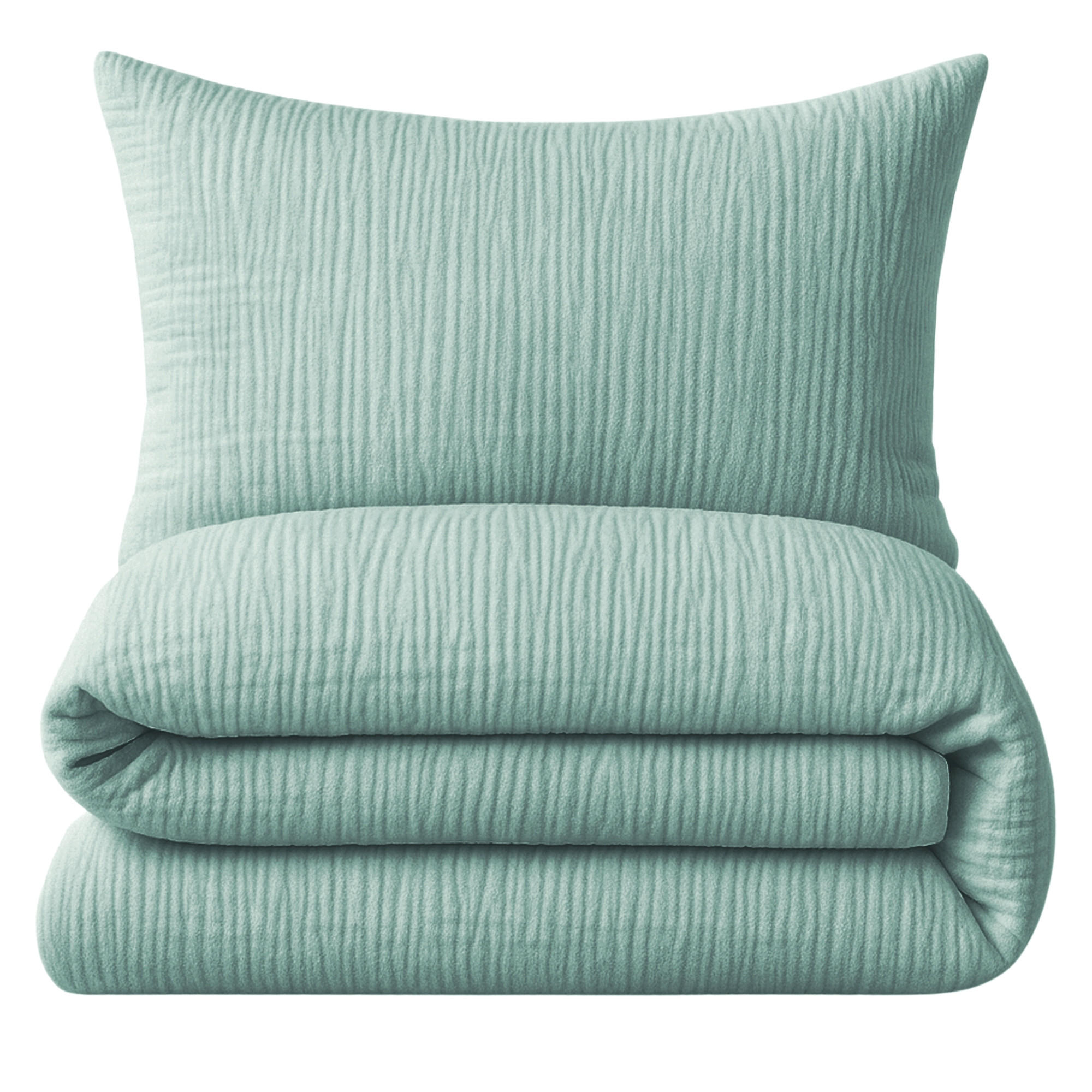 MUSSELIN-BETTWÄSCHE 135x200 Uni - Bettbezug Bügelfrei aus 100% Baumwolle - Uni Grün - Grün, Textil (135/200cm) - Carpe Sonno