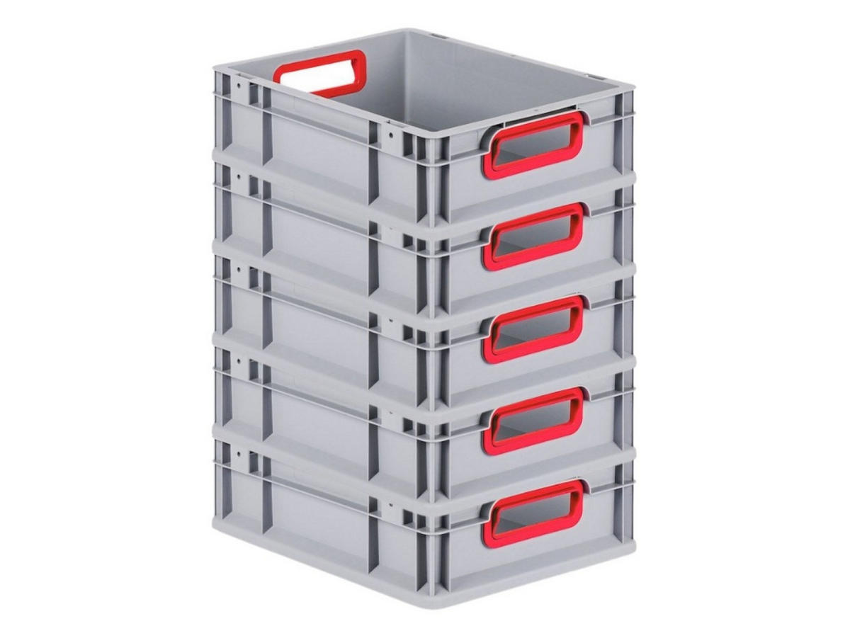 EUROBOX 5x Nextgen Color 12x30x40cm 11 Liter Griffe Rot Offen - Rot, Kunststoff (30/12/40cm) - PROREGAL