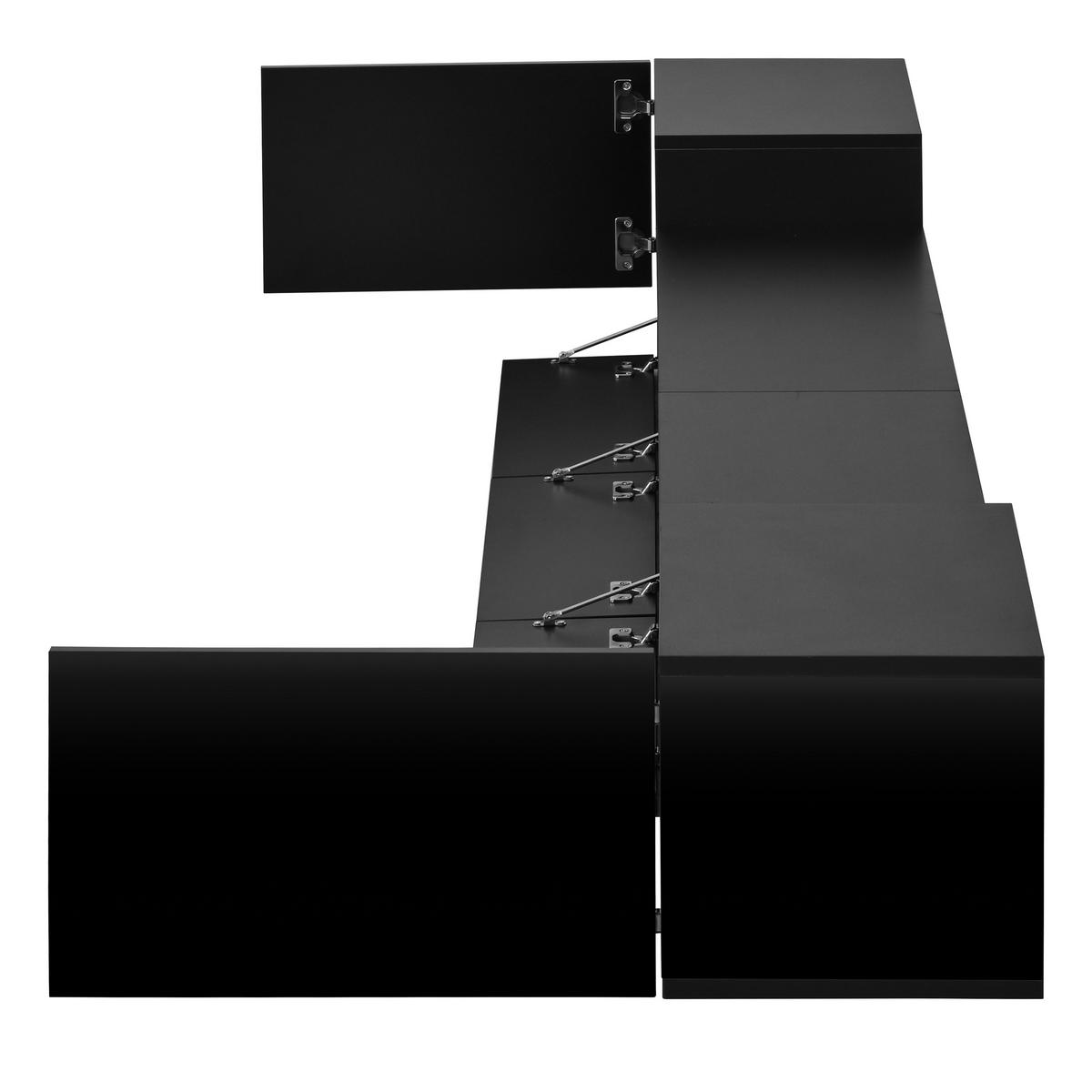 TV-LOWBOARD hängend 245 x 30 x 26 cm aus MDF, LED, Hochglanztüren, Schwarz - Schwarz, Holzwerkstoff (245/26/30cm)