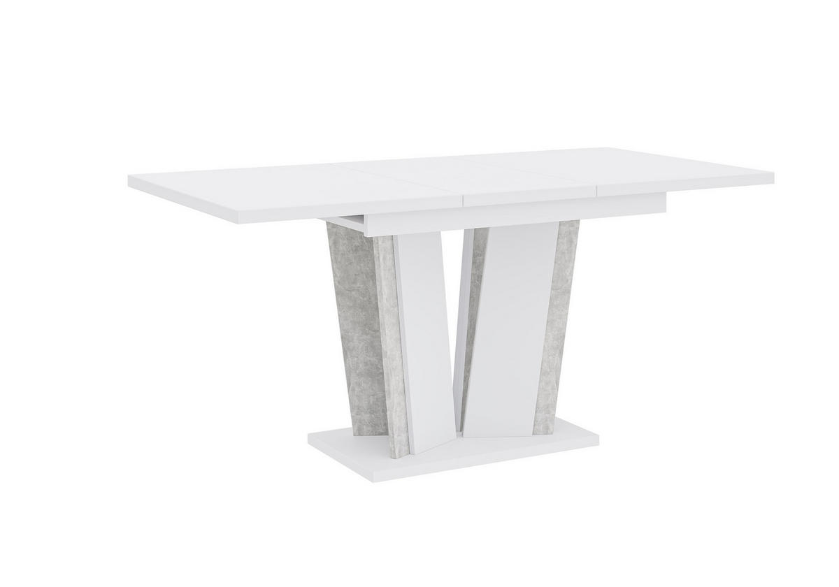 ESSTISCH Ausziehbar 120 - 160 cm Weiß und Grau Betonoptik - Weiß/Grau, Holzwerkstoff (120/80/75cm) - PROSPERO
