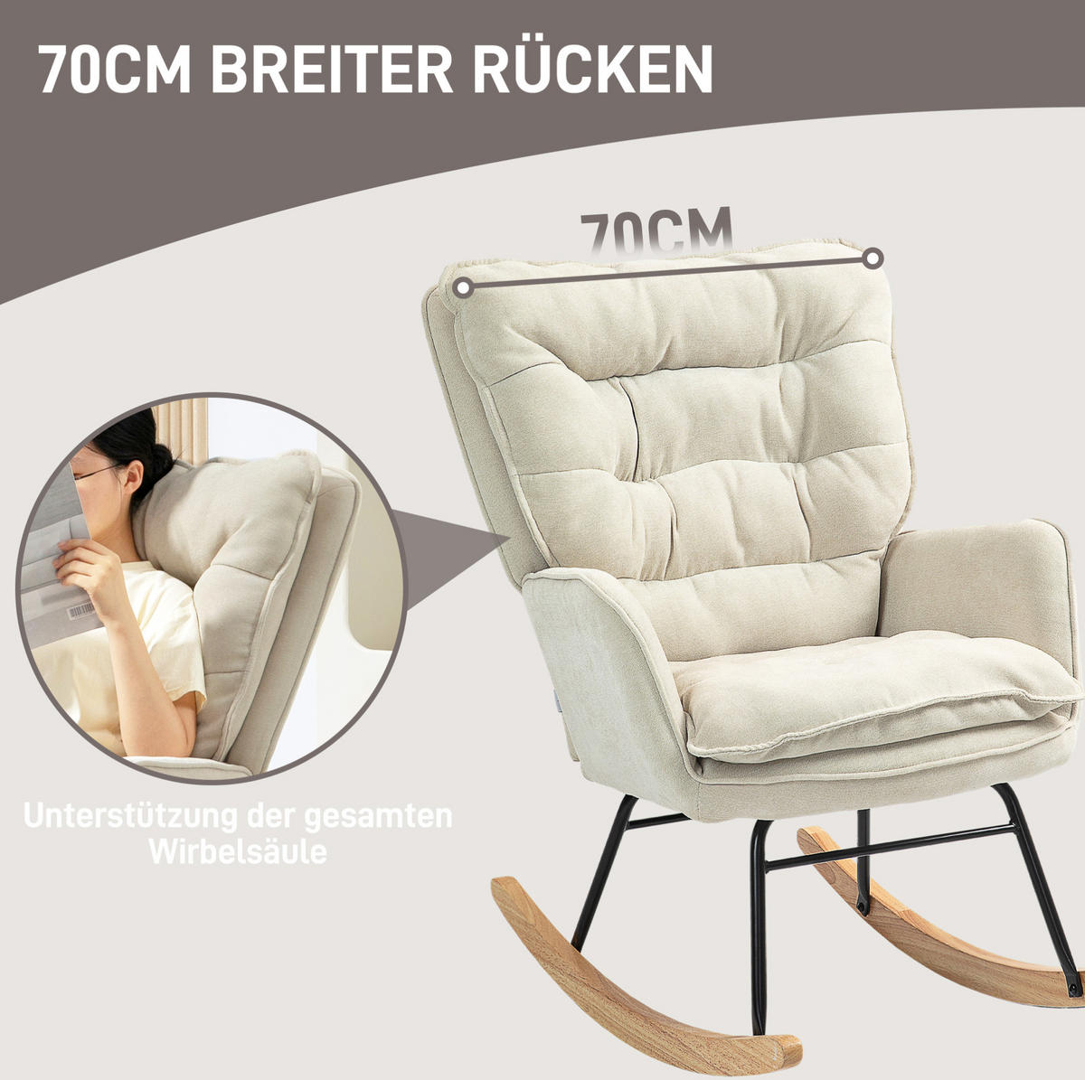 SCHAUKELSTUHL 71/98,5/97 cm Beige aus Polyester mit Chenilleoptik - Beige, Textil (98.5/97/71cm) - OKWISH