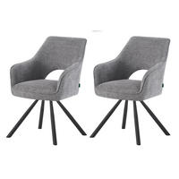 ESSZIMMERSTUHL THOMAS-JUNA 2er-Set 180°drehbar - Schwarz/Grau, Textil (57/84/63cm) - DUBI Möbel