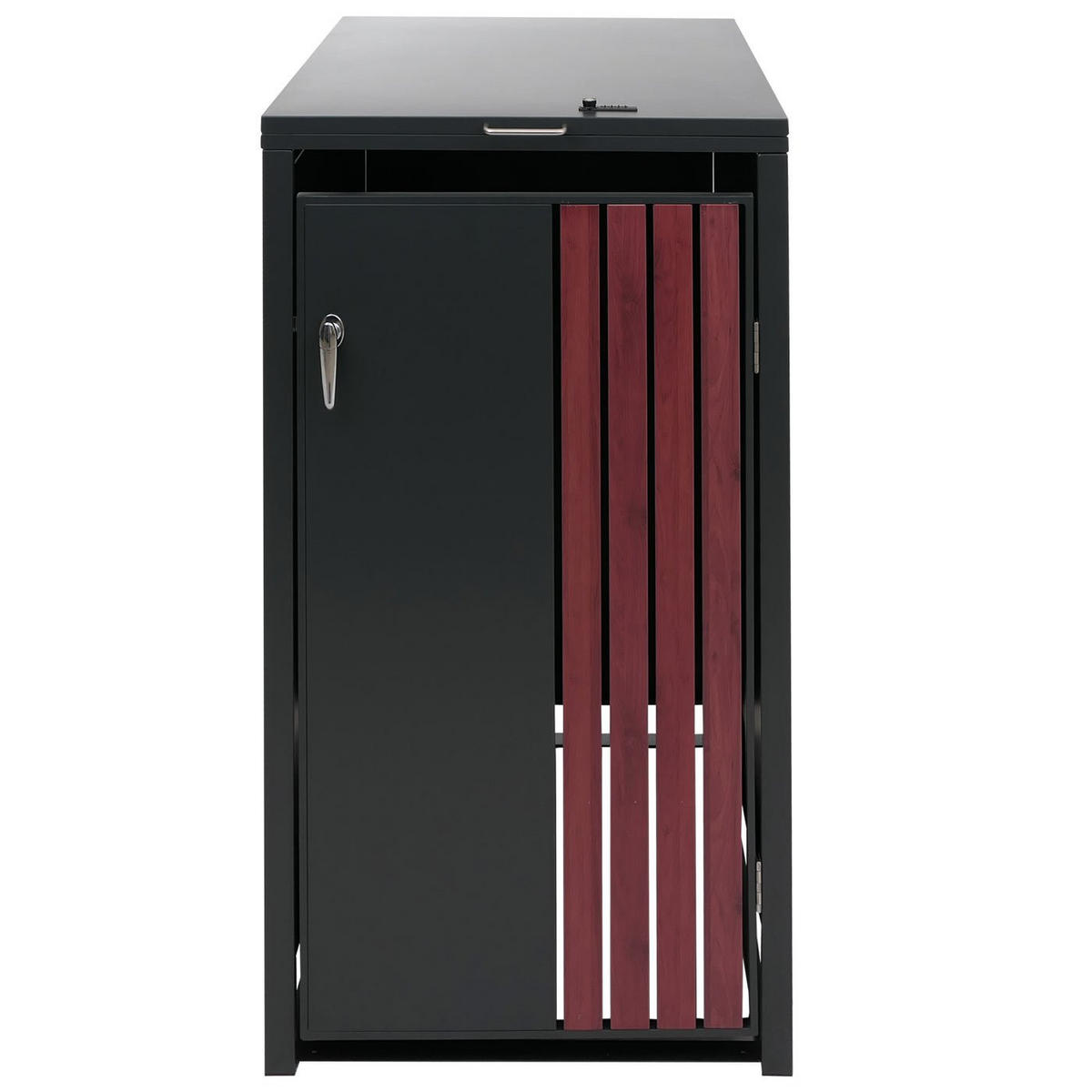 MÜLLTONNENBOX 1er mit Deckel HxBxT 122x68x84cm Anthrazit Holzoptik dunkel - Anthrazit, Metall (68/122/84cm) - PROREGAL