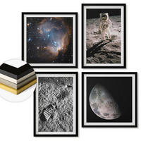 WANDBILDER 4er-Set - 50x50 cm & 40x60 cm Schwarzer Rahmen - Astronautenfoto vom Mond - Schwarz, Kunststoff (50/50cm) - ArtPrintCave