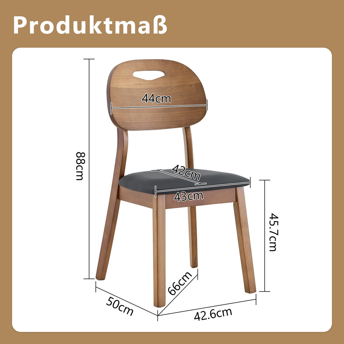 STUHL-SET DE-36737 2 Stück mit ovaler Rückenlehne und Tragegriff Schwarz - Schwarz, Holzwerkstoff (44/88/50cm) - ComfortXL