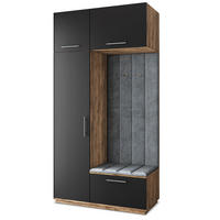 GARDEROBENSCHRANK REMA 120/240/60 cm Modern Garderobe-Set Eiche Lefkas - Eichefarben/Schwarz, Holzwerkstoff (120/240/60cm) - MASSENO