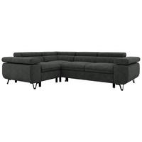 ECKSOFA FALCO L - Dunkelgrau Stukture - Links Seite - Dunkelgrau/Schwarz, Textil/Metall (197/268cm) - MKS