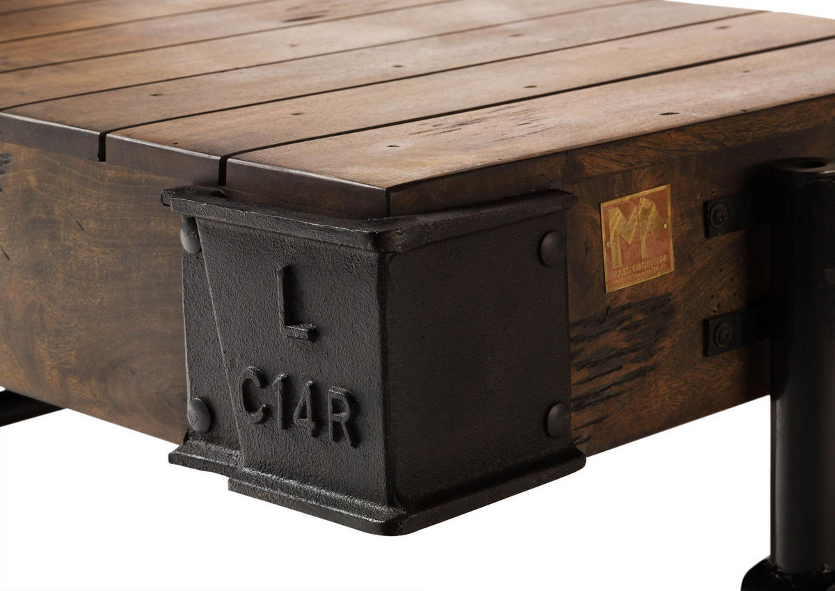 COUCHTISCH Mango 120x60x43 braun lackiert RAILWAY #460 - Braun, Holz (120/60/43cm) - Massivmoebel24