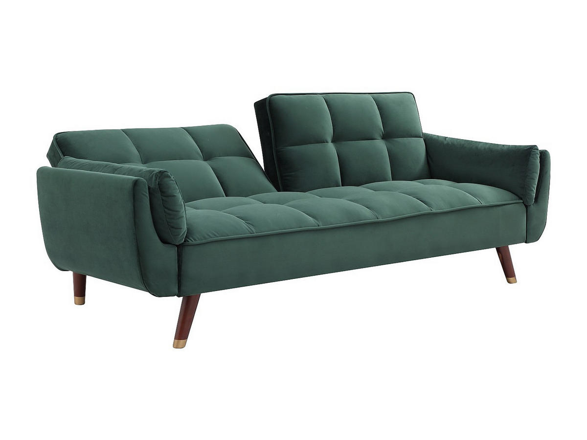 SCHLAFSOFA - 3 Personen - Samt, Stoff - Grün - - Grün, Textil (211/82/90cm) - Vente-Unique
