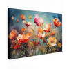 LEINWANDBILD Blumen - Aquarell - Kunst - Botanisch - Natur XXL 150x100 cm - Orange, Textil (150/100cm) - MuchoWow
