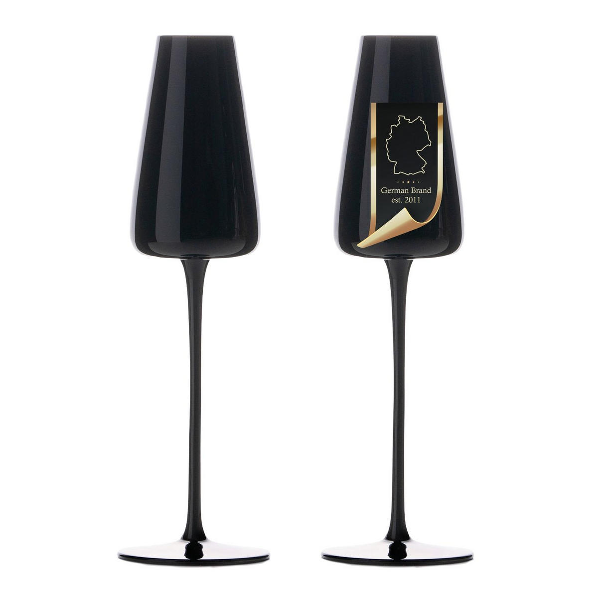 CHAMPAGNERGLÄSER 220 ml (2er-Set) - Schwarz, Glas (0.2L) - Intirilife