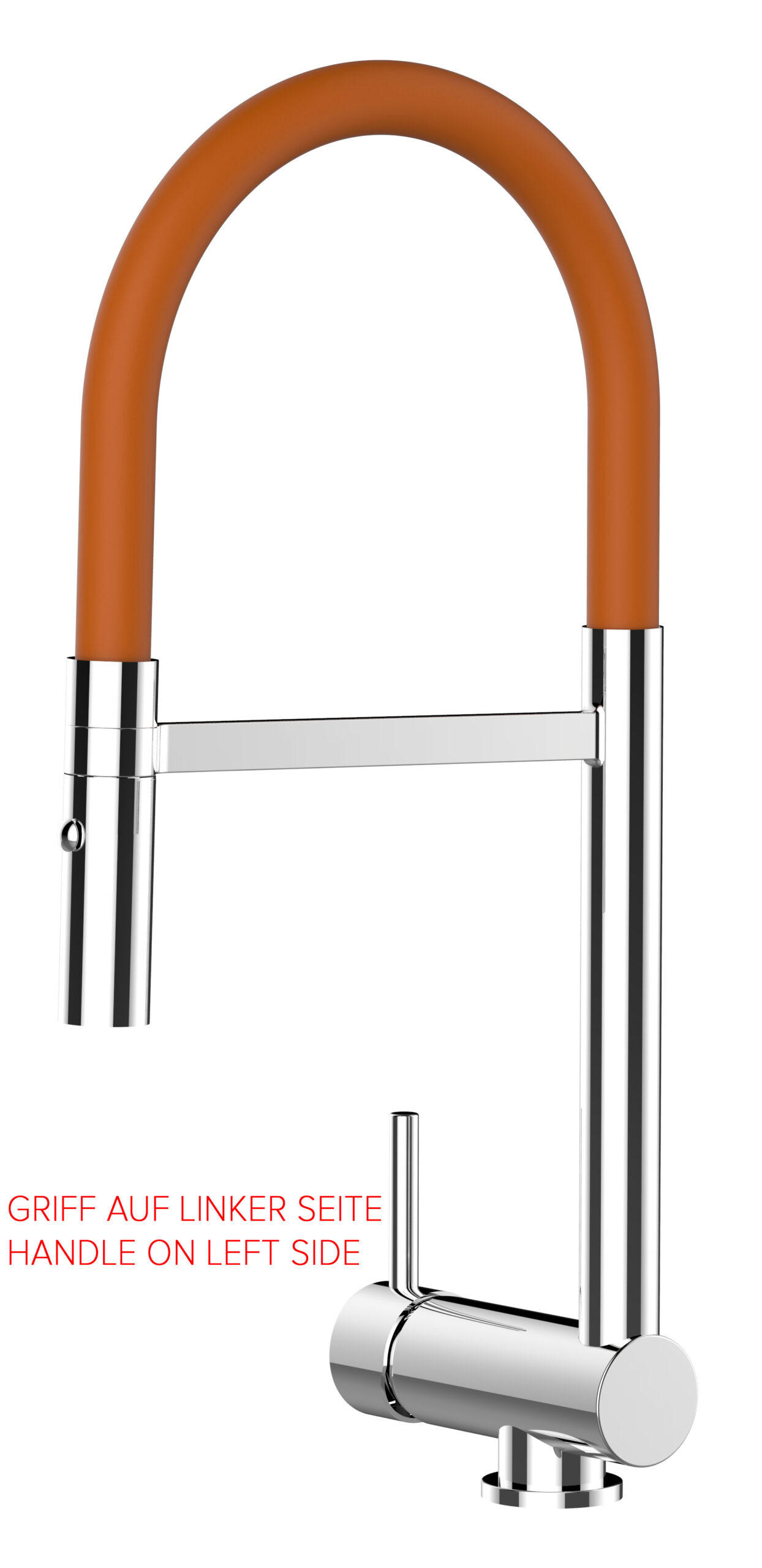 VORFENSTER-KÜCHENARMATUR, Umklappbar 6 CM, Verchromt und Orange, 2-Strahl-Brause, LINKER HEBEL - Orange, Metall (21.3/48.2/21.3cm) - VIZIO
