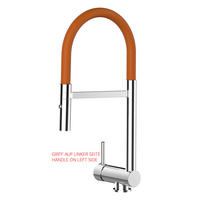 VORFENSTER-KÜCHENARMATUR, Umklappbar 6 CM, Verchromt und Orange, 2-Strahl-Brause, LINKER HEBEL - Orange, Metall (21.3/48.2/21.3cm) - VIZIO