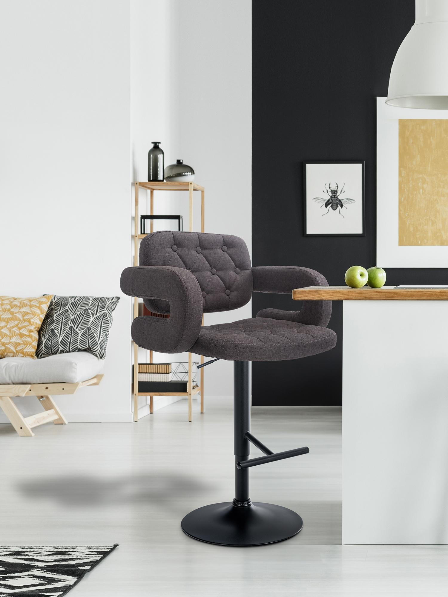 BARHOCKER Stoff dunkelgrau - Dunkelgrau/Schwarz, Textil/Metall (62/103/55cm) - CLP