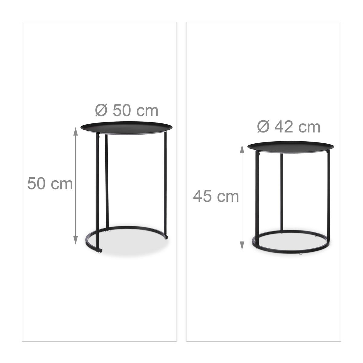 2xBEISTELLTISCH - Schwarz, Metall (50/50/50cm) - Relaxdays