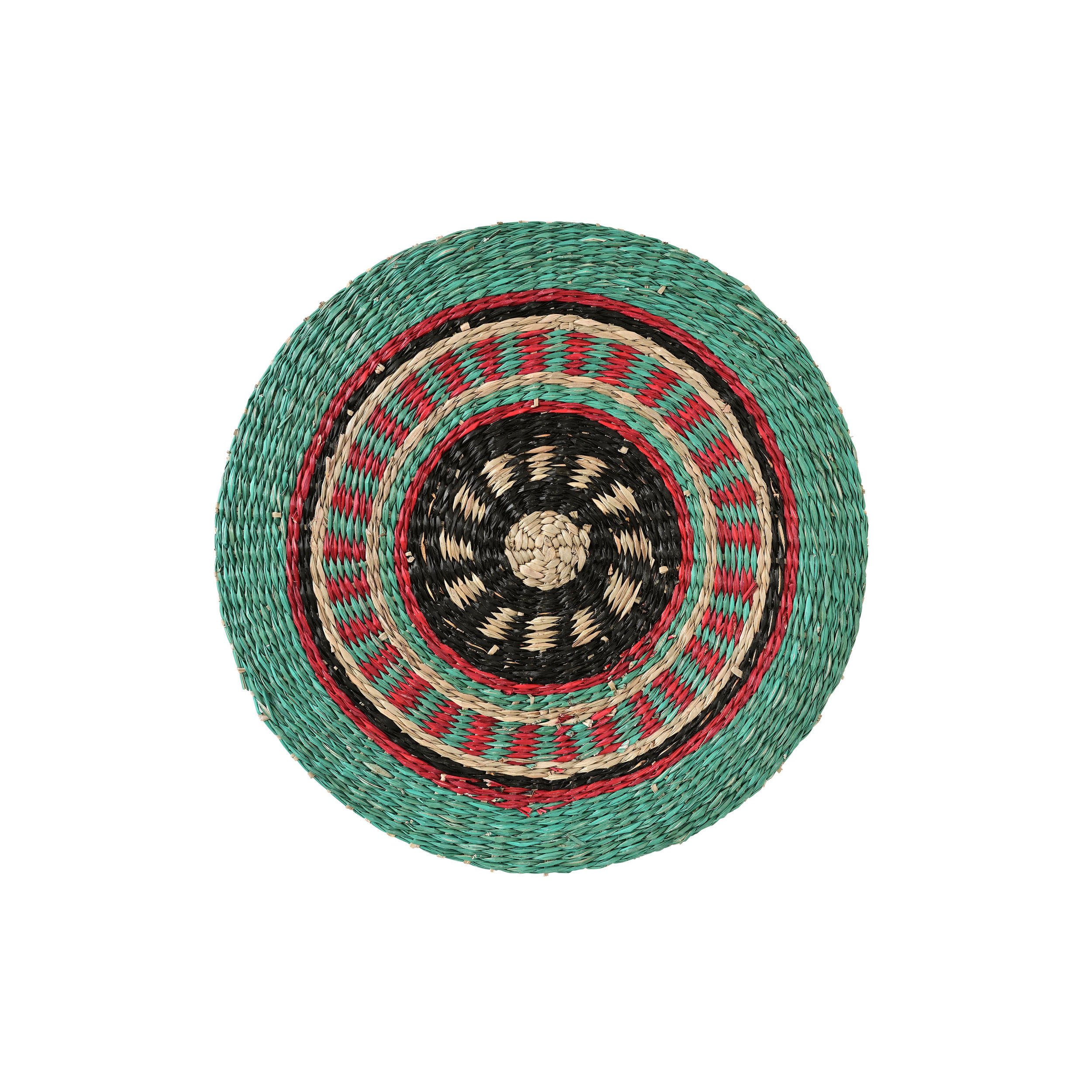 PLATZMATTE Boathouse, rund Seegras, Grün / Rot / Schwarz, Ø 38 cm - Grün, Naturmaterialien (38/38/1cm) - Gift Company