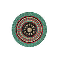 PLATZMATTE Boathouse, rund Seegras, Grün / Rot / Schwarz, Ø 38 cm - Grün, Naturmaterialien (38/38/1cm) - Gift Company