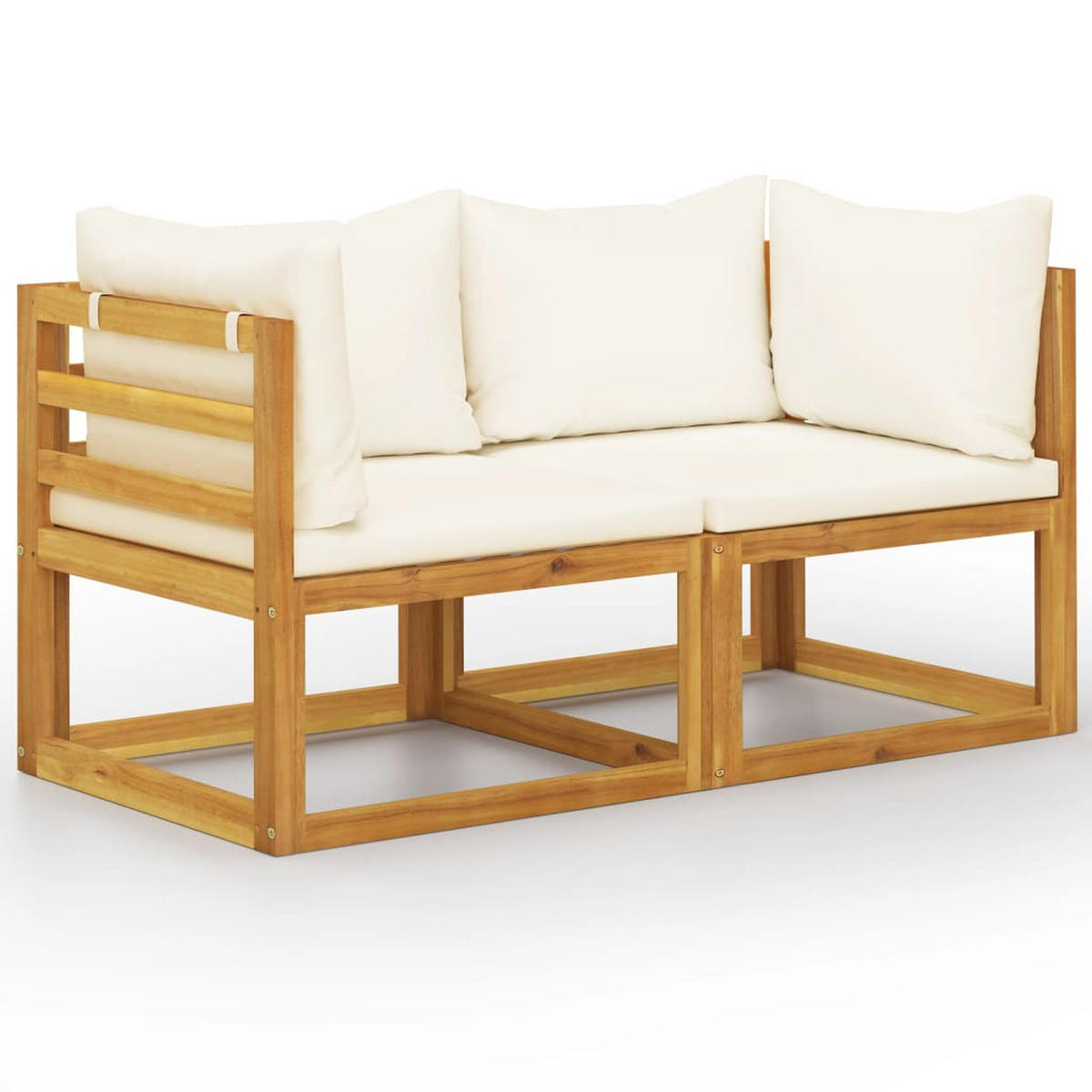 2-SITZER-GARTENBANK mit Cremeweißen Kissen - Creme, Holz (70/60/70cm) - furnicato