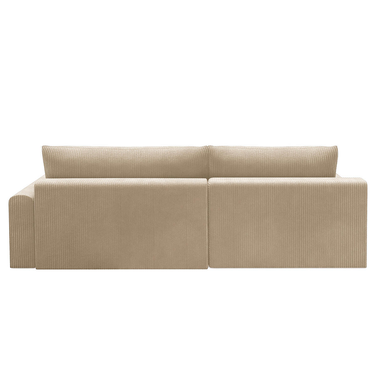ECKSOFA mit Schlaffunktion - Longchair - Creme/Schwarz, Kunststoff/Textil (253/167cm) - home24
