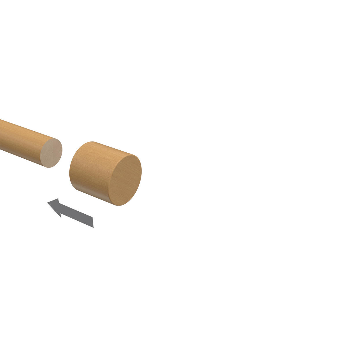 ENDSTÜCKE FÜR GARDINENSTANGEN 16 mm Ø, Pin Buche, Packung 2 Stück - Buchefarben, Holz (2.5/2.5/2.5cm) - INTERDECO