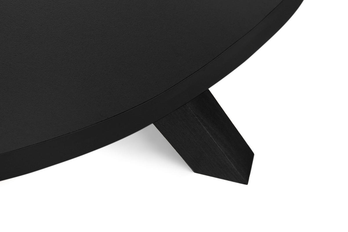 ESSTISCH INDAGA Ausziehbar 100-140cm Rund, mattes Schwarz - Schwarz Hochglanz/Schwarz, Holz (100/140/75cm) - KONSIMO®