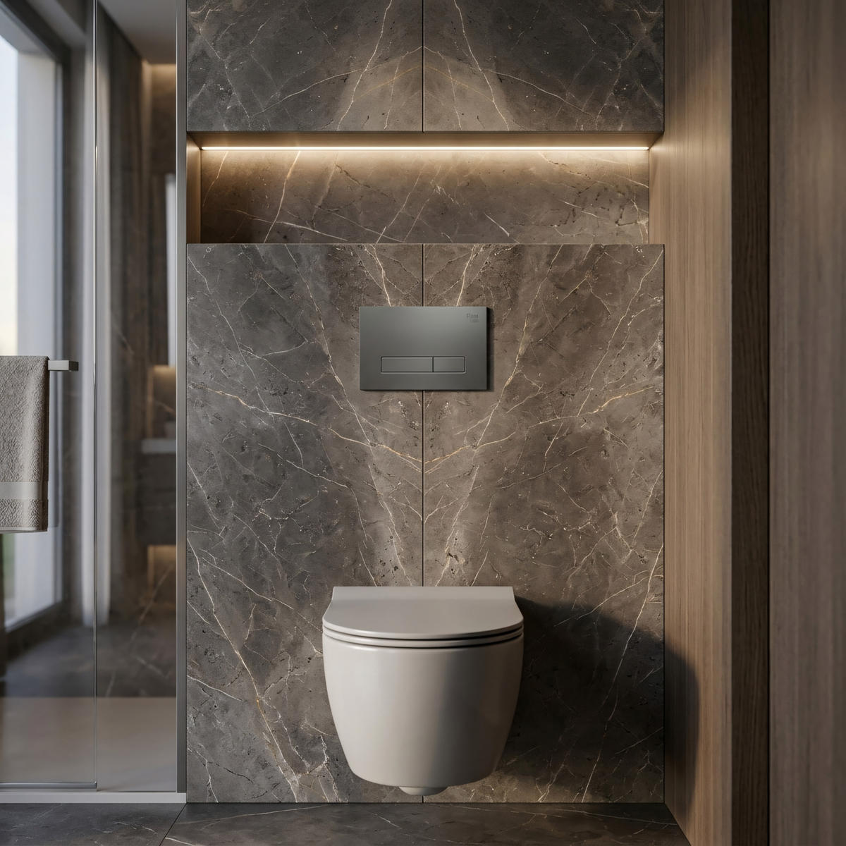 UNTERPUTZ-WC-GESTELL Set Rea Slim 024n Mit Titan Hd Drückerplatte - Titanfarben, Metall (35.2/106.2/22cm) - REA