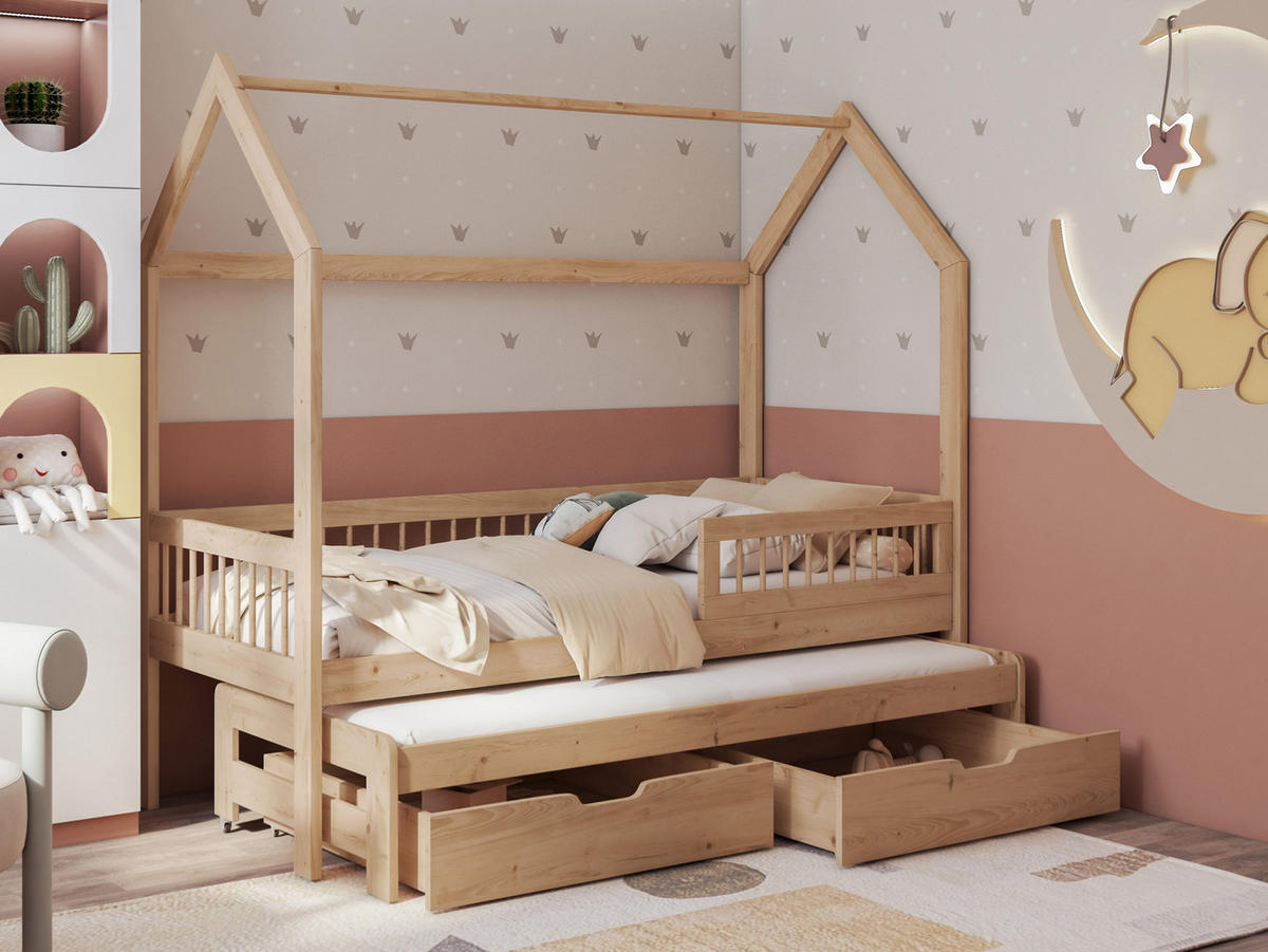 HAUSBETT Asher 90 - Naturfarben, Holz (90/200cm) - MIRJAN24