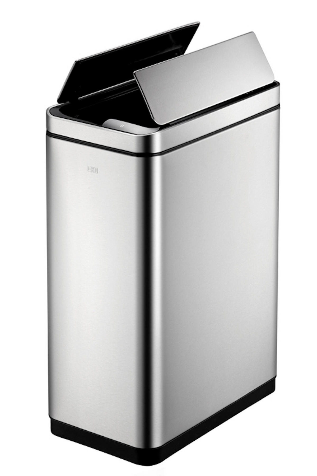 MÜLLEIMER Stilvoller Sensor Aus Gebürstetem Edelstahl 45 Liter 66 x 27 x 46 cm Silber - Silberfarben, Metall (27/66/48cm) - PROREGAL