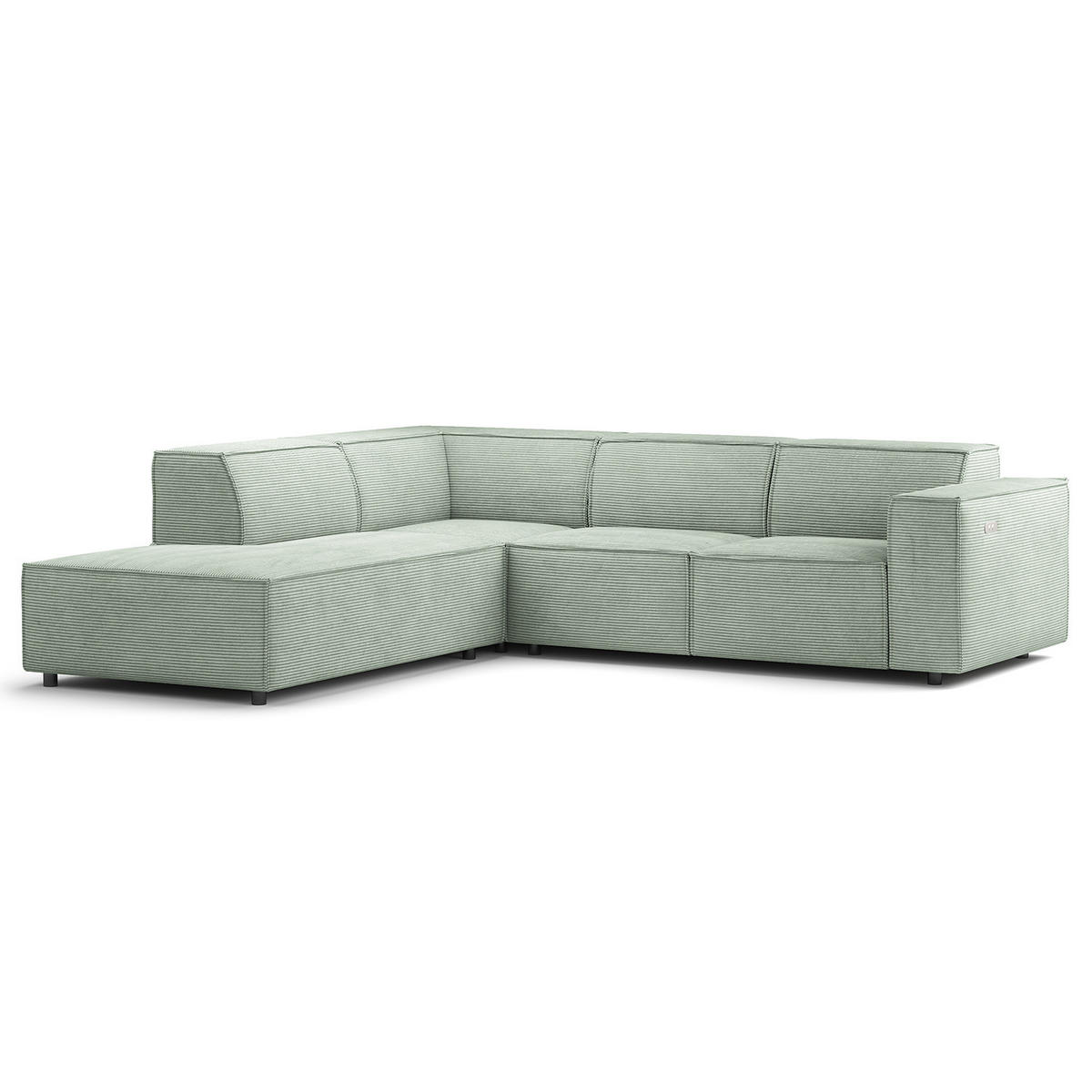 ECKSOFA mit Ottomane - Schwarz/Mintgrün, Kunststoff/Textil (260/234cm) - home24