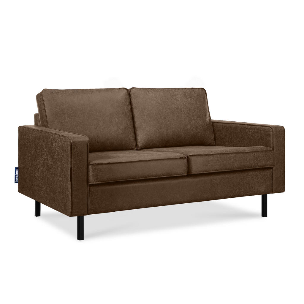 Thumbnail - Konsimo® 2-Sitzer-Sofa, Dunkelbraun, Textil, Rechteckig, 164x87x98 cm, Hergestellt in Europa, Wohnzimmer, Sofas & Couche...