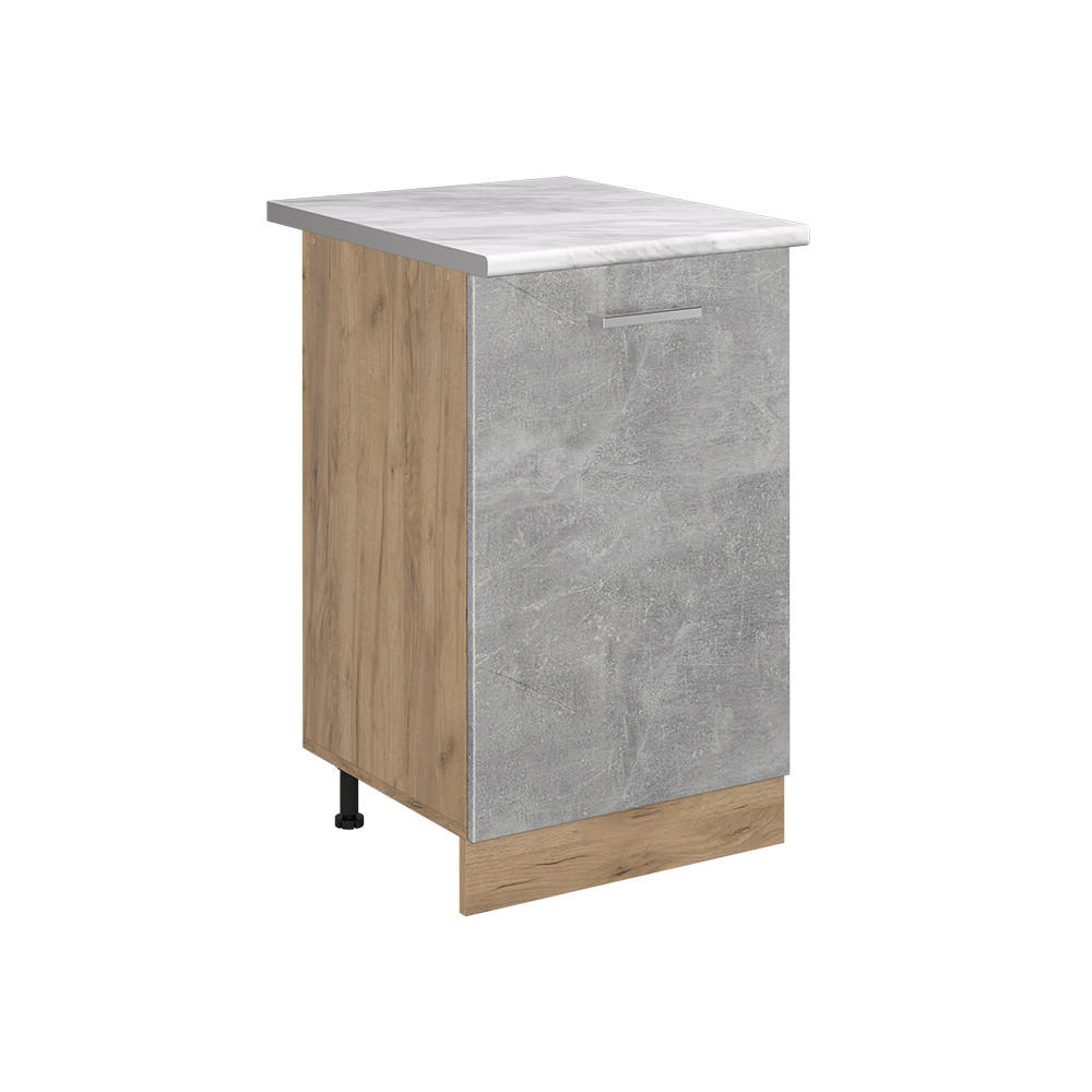SPODNÍ SKŘÍŇKA KUCHYŇSKÉ LINKY R-Line, Beton/Zlatý mocný dub, 50 cm pracovná doska Mramor - šedá/medově dubová, kompozitní dřevo (50/81.6/60cm) - Vicco