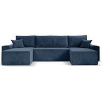 SEDACÍ SOUPRAVA Hektor U s funkcí spaní, tmavě modrá - černá/tmavě modrá, textil/plast (377/94/152cm) - Beautysofa