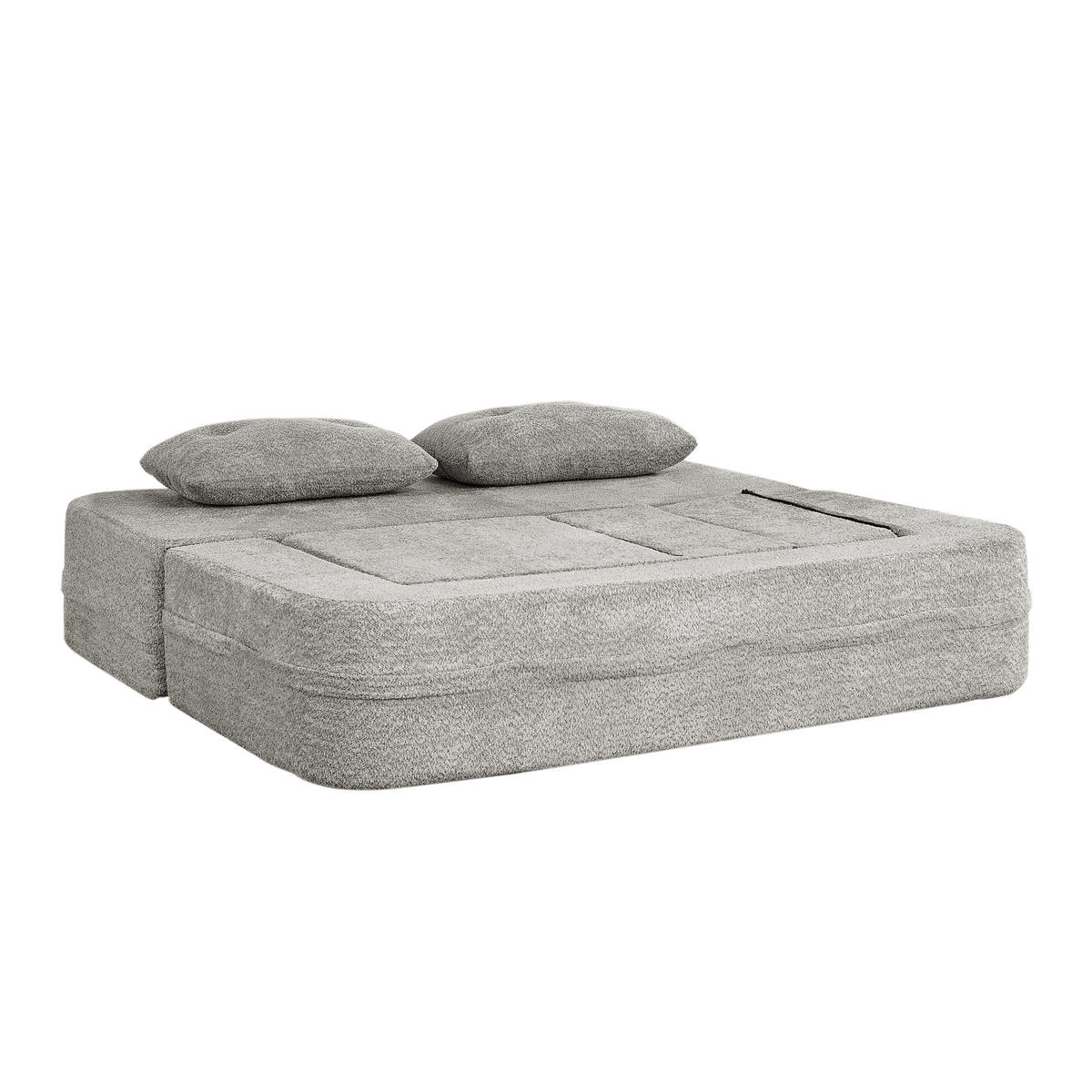 SITZGARNITUR DE-35041 2-in-1 mit Schlaffunktion Hellgrau - Hellgrau, Textil (194/39/199cm) - ComfortXL