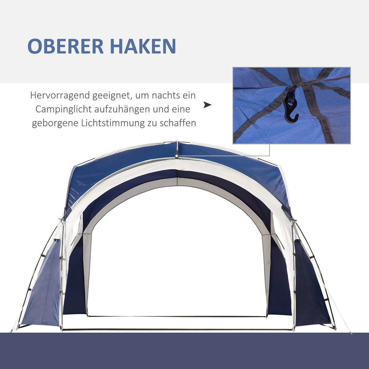 GARTENZELT Blau, Polyesterstoff - Blau, Kunststoff (350/350cm) - Outsunny