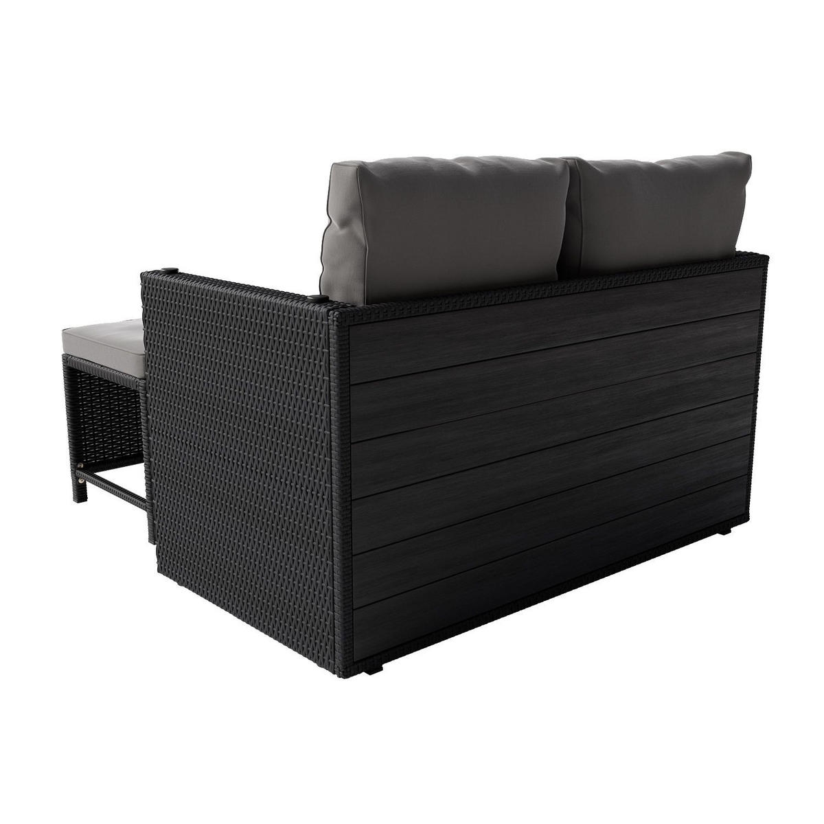 GARTENMÖBELSET Jamaika schwarz (4-tlg.) - Schwarz, Kunststoff/Metall - Juskys