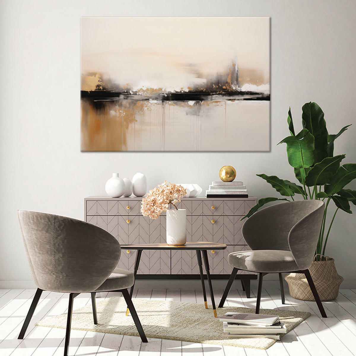 WANDBILD beige abstraktion - Beige, Textil (70/60cm) - Feeby