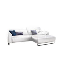 ECKSOFA MIT SITZTIEFENVERSTELLUNG YORK Weiß Leder - Schwarz/Weiß, Leder (284/180cm) - KAWOLA
