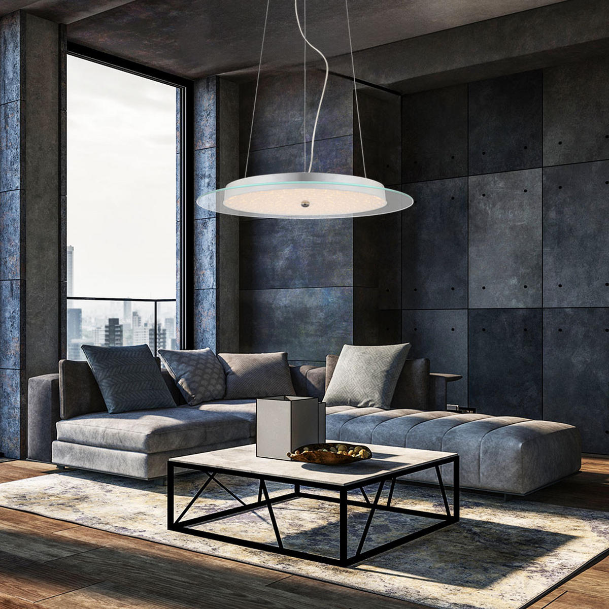 LED HÄNGELEUCHTE CHRISTIAN Silber Chrom - Silberfarben, Glas (40/40/87cm) - Globo Lighting