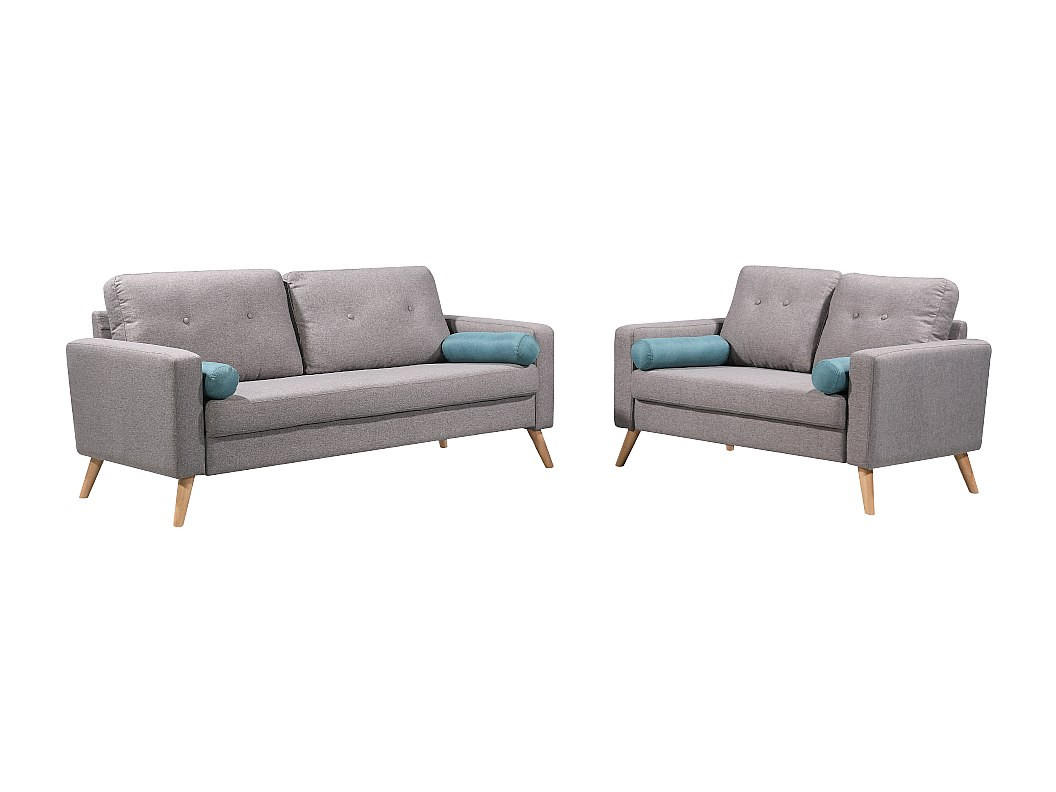 COUCHGARNITUR - 5 Personen - stoff - grau Tatum - Grau, Holz/Textil (130/83/81cm) - Vente-Unique