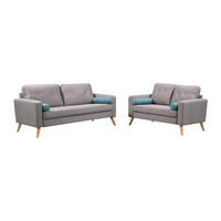 COUCHGARNITUR - 5 Personen - stoff - grau Tatum - Grau, Holz/Textil (130/83/81cm) - Vente-Unique