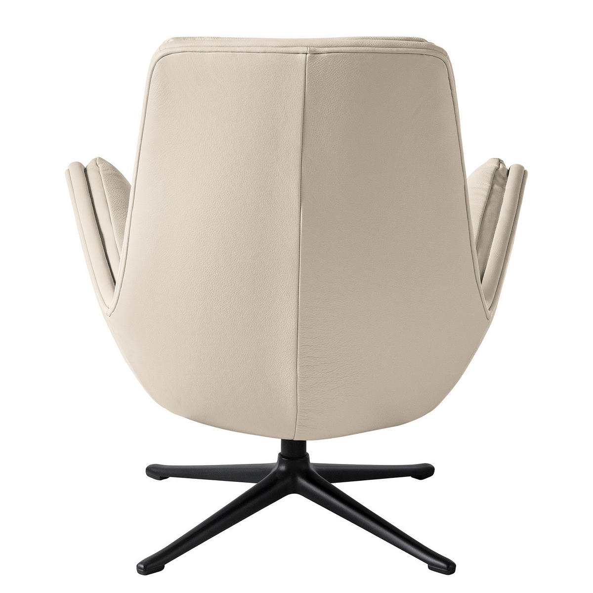 SESSEL mit Kreuzfuß - Hellgrau/Schwarz, Leder/Metall (83/95/97cm) - home24