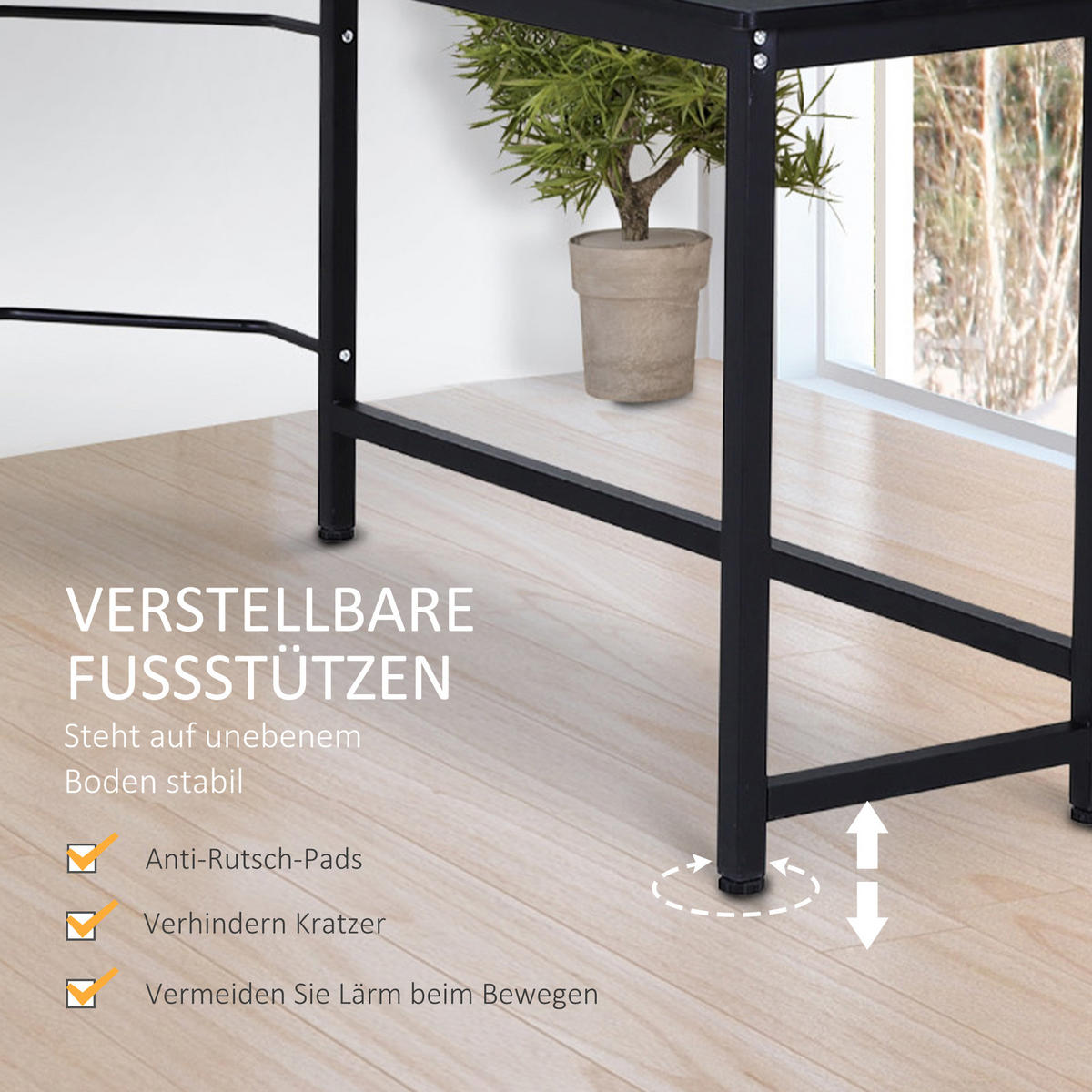 SCHREIBTISCH L-Form, Metall, Schwarz - Schwarz, Metall (168/120/75cm) - Vinsetto