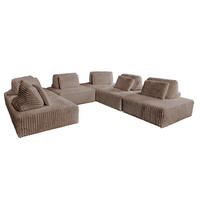 MODULSOFA WIOLO SOFT 6 MODULE 6 KISSEN Taupe Cord - Taupe/Schwarz, Kunststoff/Textil (333/84/333cm) - KAWOLA