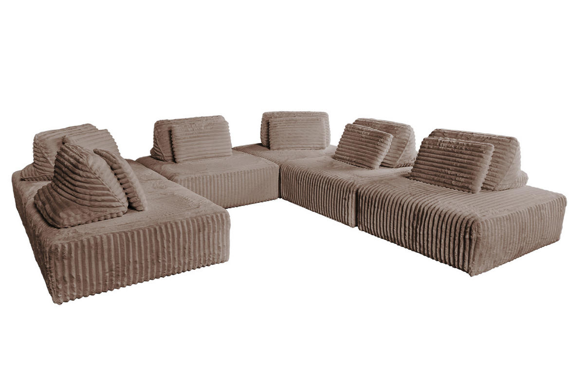 MODULSOFA WIOLO SOFT 6 MODULE 6 KISSEN Taupe Cord - Taupe/Schwarz, Kunststoff/Textil (333/84/333cm) - KAWOLA