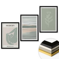 WANDBILDER 3er-Set - 40x60 cm Schwarzer Rahmen - Abstrakte pastellfarbene Pflanzenformen - Schwarz, Kunststoff (40/60cm) - ArtPrintCave