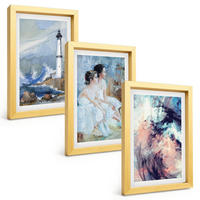 BILDER SET 3er Set - 20x30 cm Goldrahmen - Leuchtturm-Abstrakte Tänzerin - Goldfarben, Kunststoff (20/30cm) - TULUP