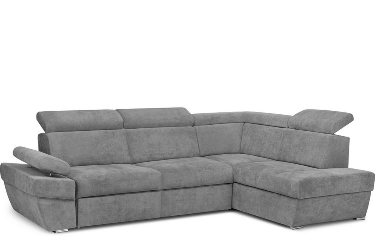 SCHLAFECKSOFA RATLO rechts 4/5-Sitzer mit Bettkasten in Lederoptik, grau - Silberfarben/Hellgrau, Textil (270/190cm) - KONSIMO®