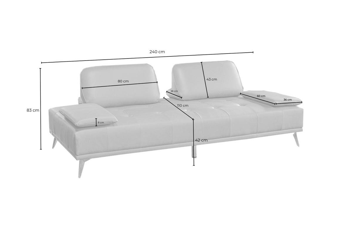 SOFA WIOLO Beige Leder - Beige/Silberfarben, Leder/Metall (240/83/110cm) - KAWOLA