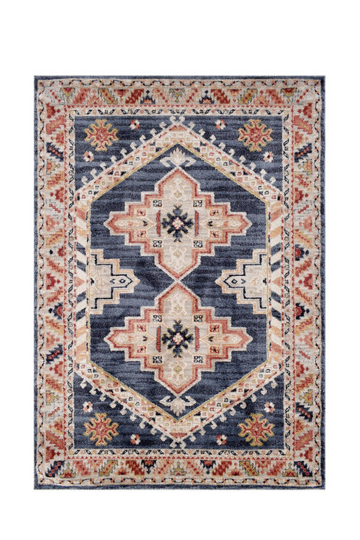 HEATSET-TEPPICH Florence Dunkelblau/Beige 80x150 cm - Multicolor, Textil (80/150cm) - Vercai Rugs