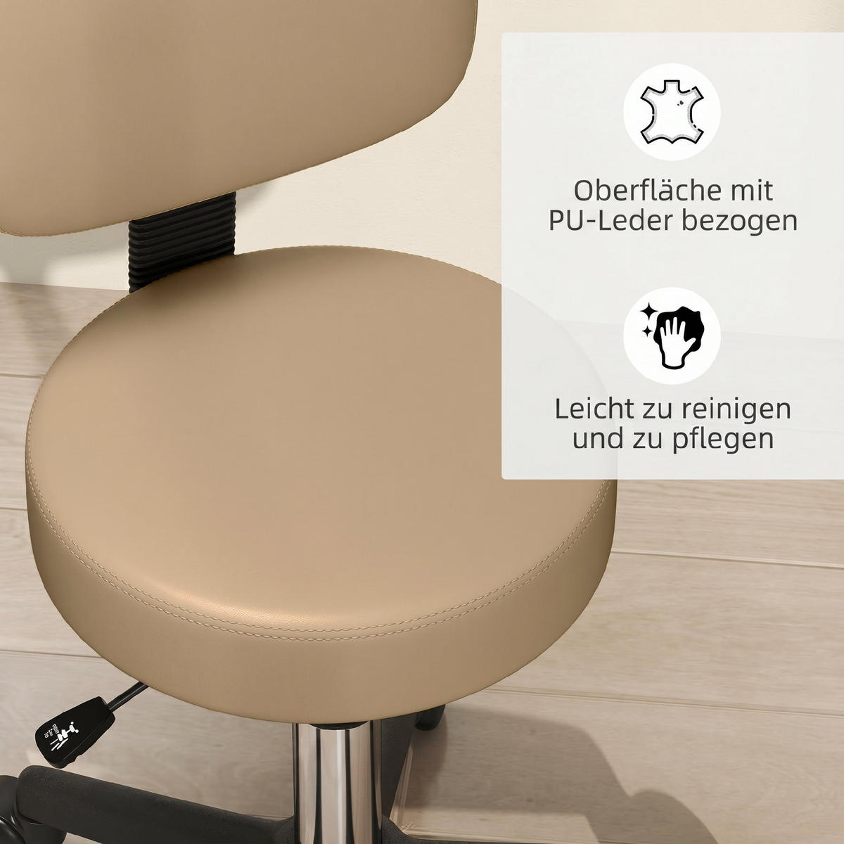 SALONHOCKER Kunstleder, Schaumstoff Braun - Hellbraun, Textil (35/84/35cm) - HOMCOM